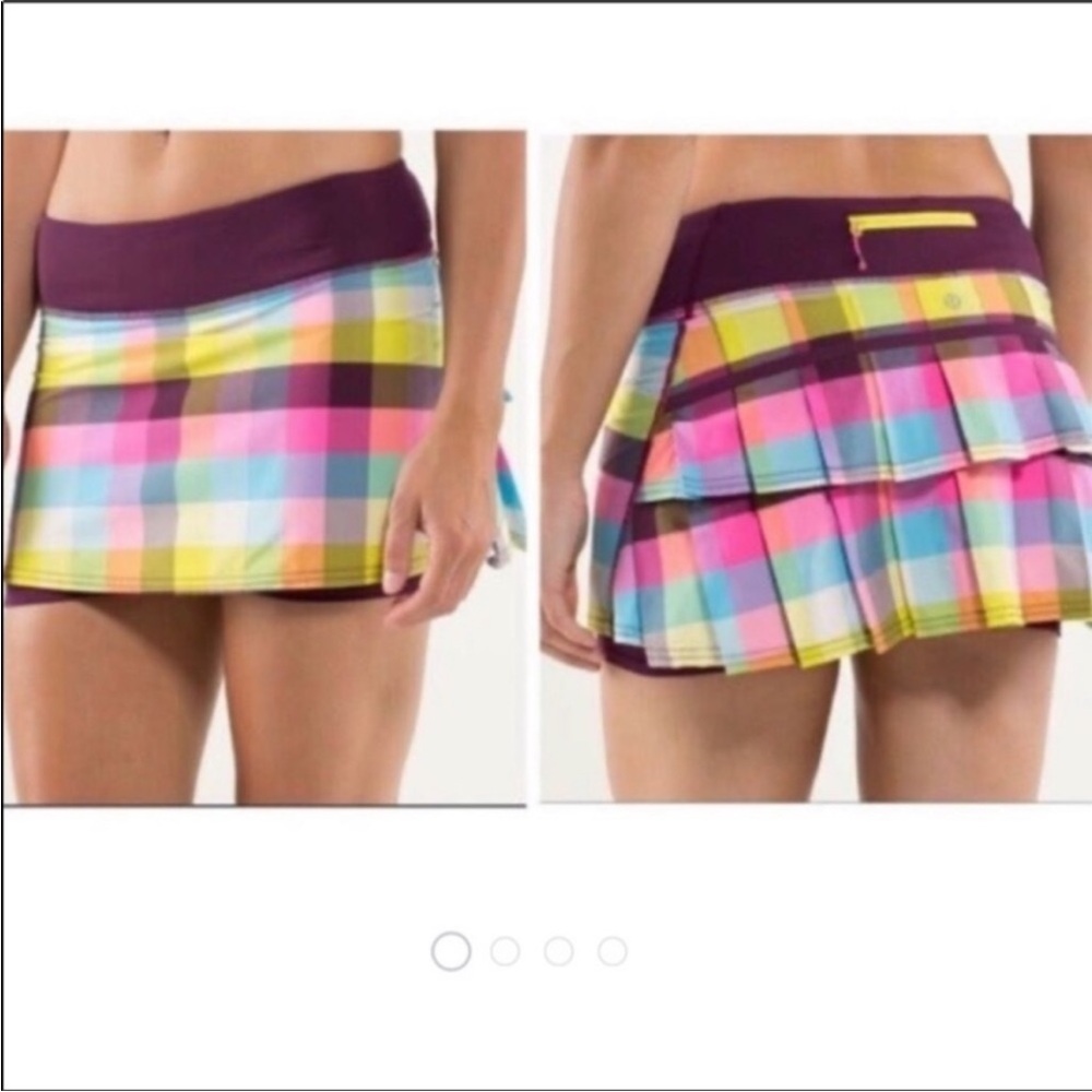 Lululemon Pace Setter Skirt Plum Check Plaid Sz 8 (Tall)